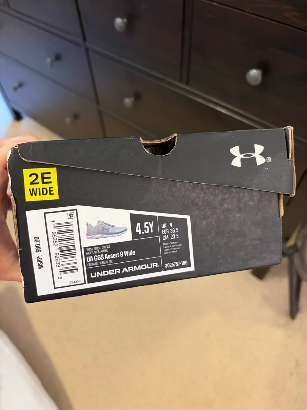 👟 BRAND NEW Under Armour Girls’ Sneakers – 4.5Y Wide (2E) 💜🩷